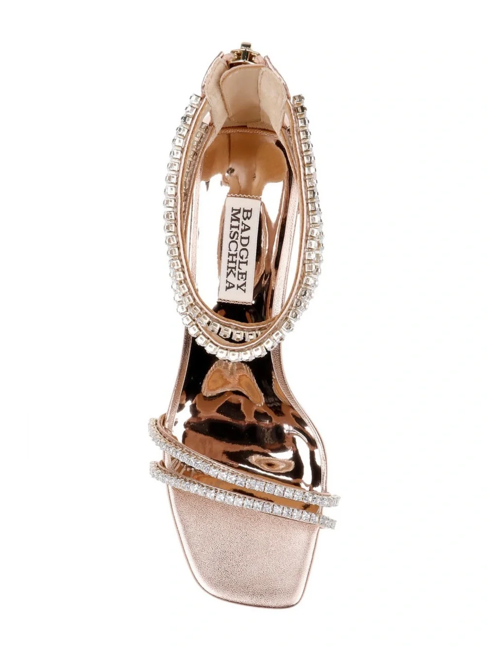 Badgley Mischka Lillie Crystal Dual-Strapped Block Heels